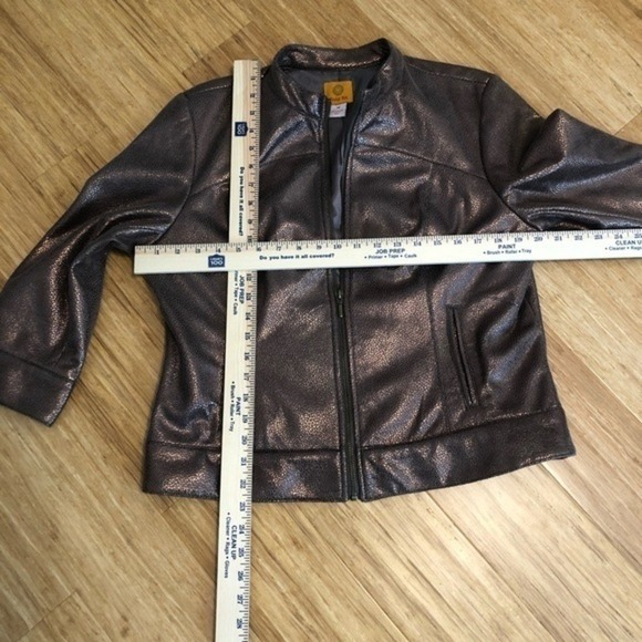 Ruby‎ Rd Faux Leather Jacket Motorcycle Brown Bronze Metallic Color sz 14 Fall - Picture 2 of 14